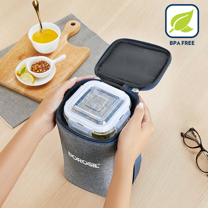 Borosil Alora Lunch Bag, Square x 3 (Tall)