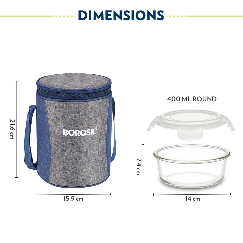 Borosil Alora Lunch Bag, Round x 3 (Tall)