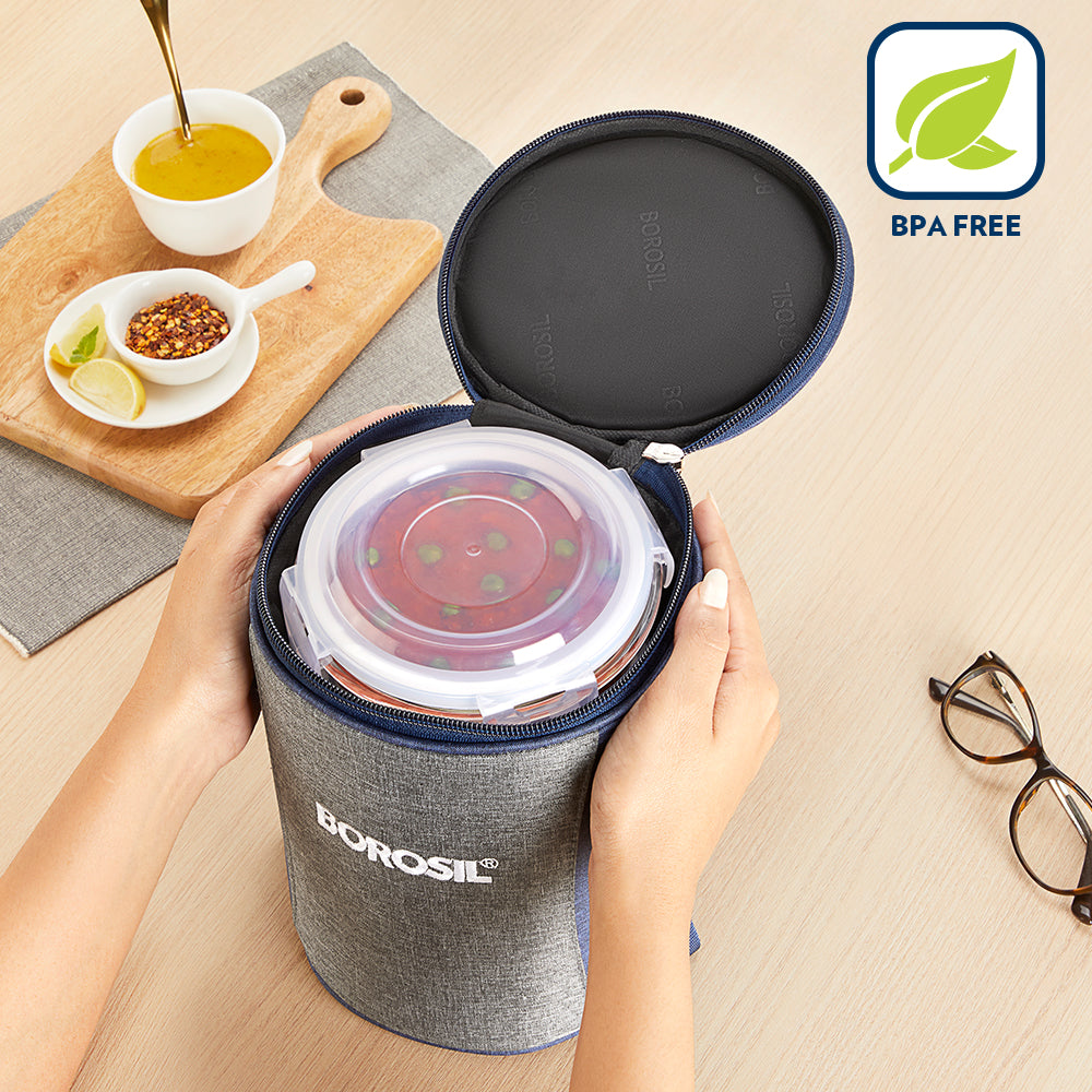 Borosil Alora Lunch Bag, Round x 3 (Tall)