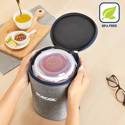 Borosil Alora Lunch Bag, Round x 3 (Tall)