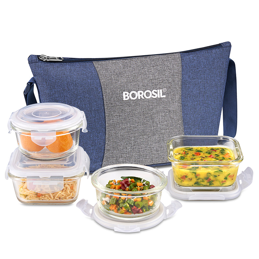 Borosil Alora Lunch Bag, Daisy, Set of 4