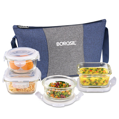 Borosil Alora Lunch Bag, Daisy, Set of 4