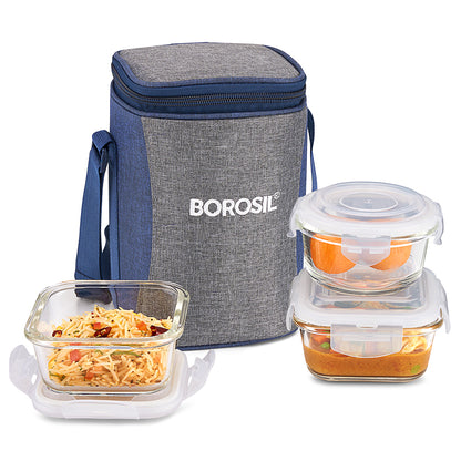 Borosil Alora Lunch Bag, Set of 3 (Tall)