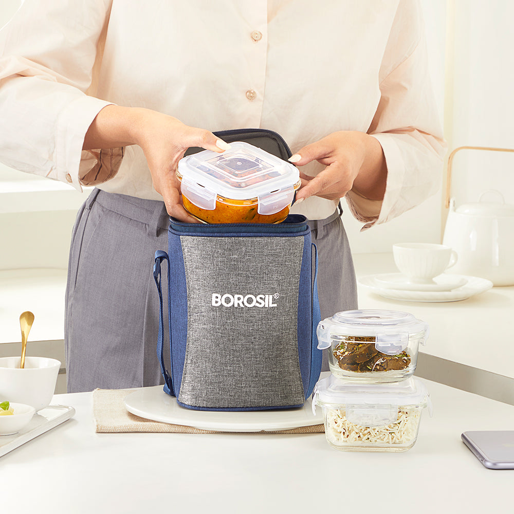 Borosil Alora Lunch Bag, Set of 3 (Tall)