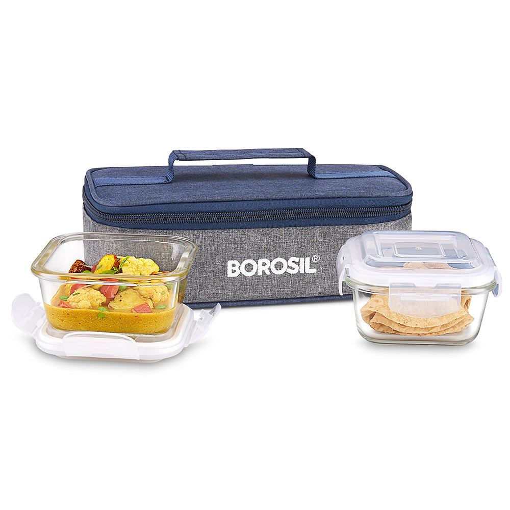 Borosil Alora Lunch Bag, Square x 2 (Flat)