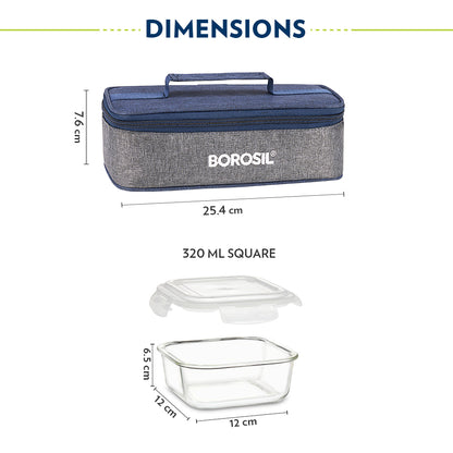 Borosil Alora Lunch Bag, Square x 2 (Flat)