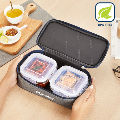Borosil Alora Lunch Bag, Square x 2 (Flat)