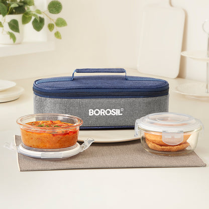 Borosil Alora Lunch Bag, Round x 2 (Flat)