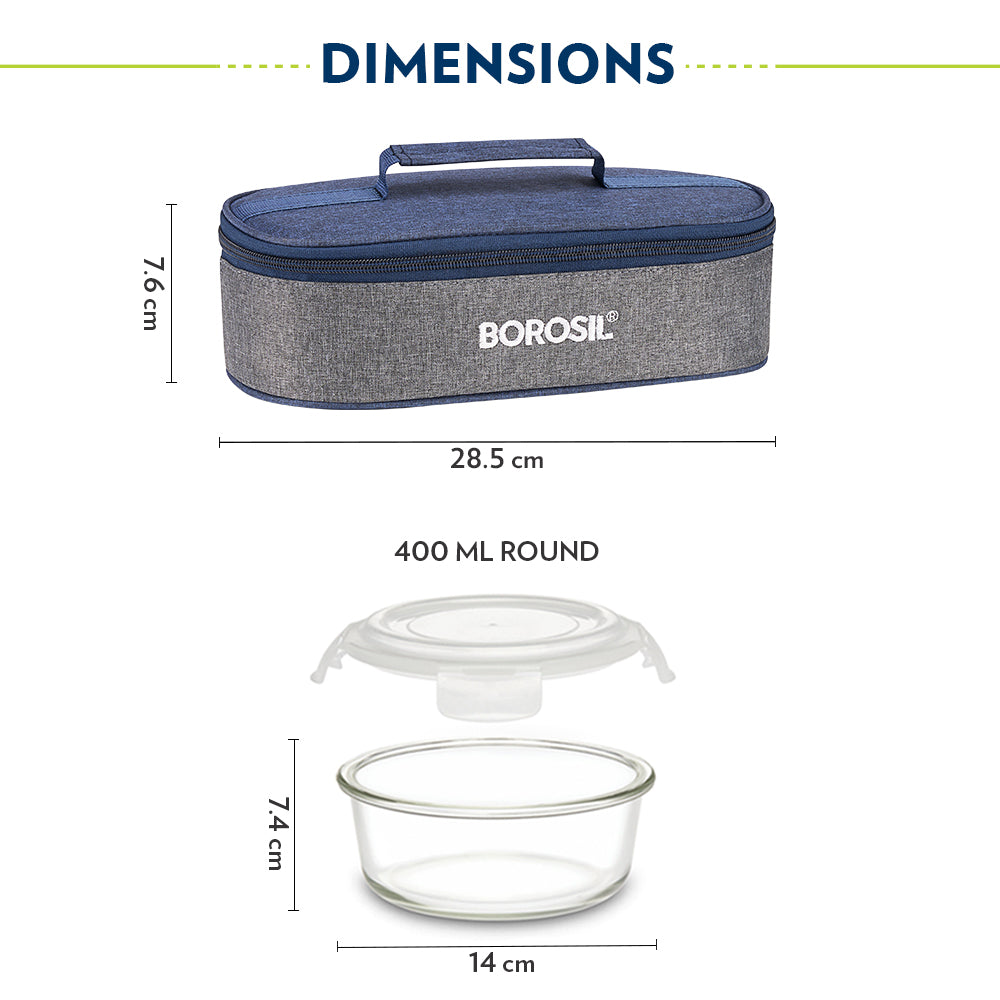 Borosil Alora Lunch Bag, Round x 2 (Flat)