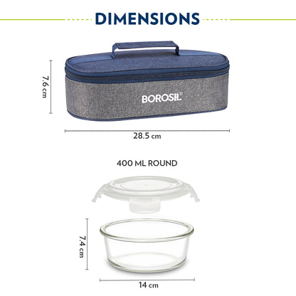 Borosil Alora Lunch Bag, Round x 2 (Flat)