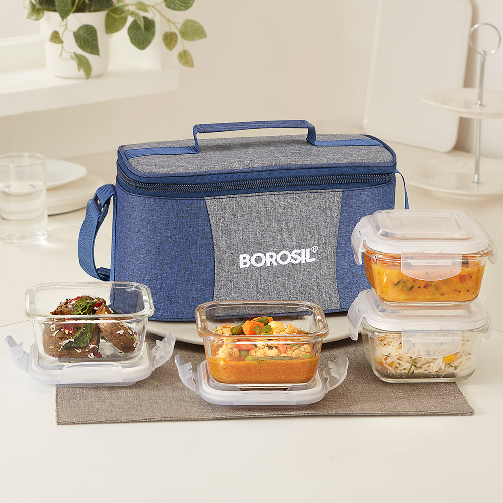 Borosil Alora Lunch Bag, Square x 4