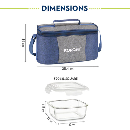 Borosil Alora Lunch Bag, Square x 4