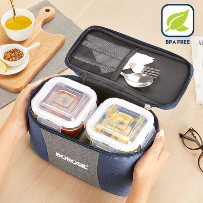 Borosil Alora Lunch Bag, Square x 4