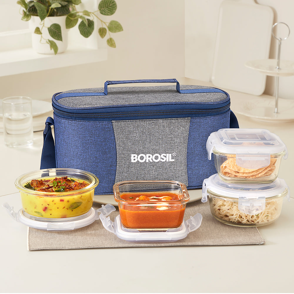 Borosil Alora Lunch Bag, Set of 4