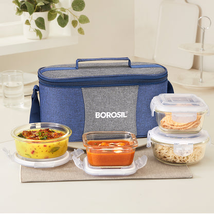 Borosil Alora Lunch Bag, Set of 4