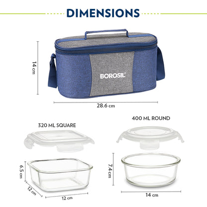 Borosil Alora Lunch Bag, Set of 4