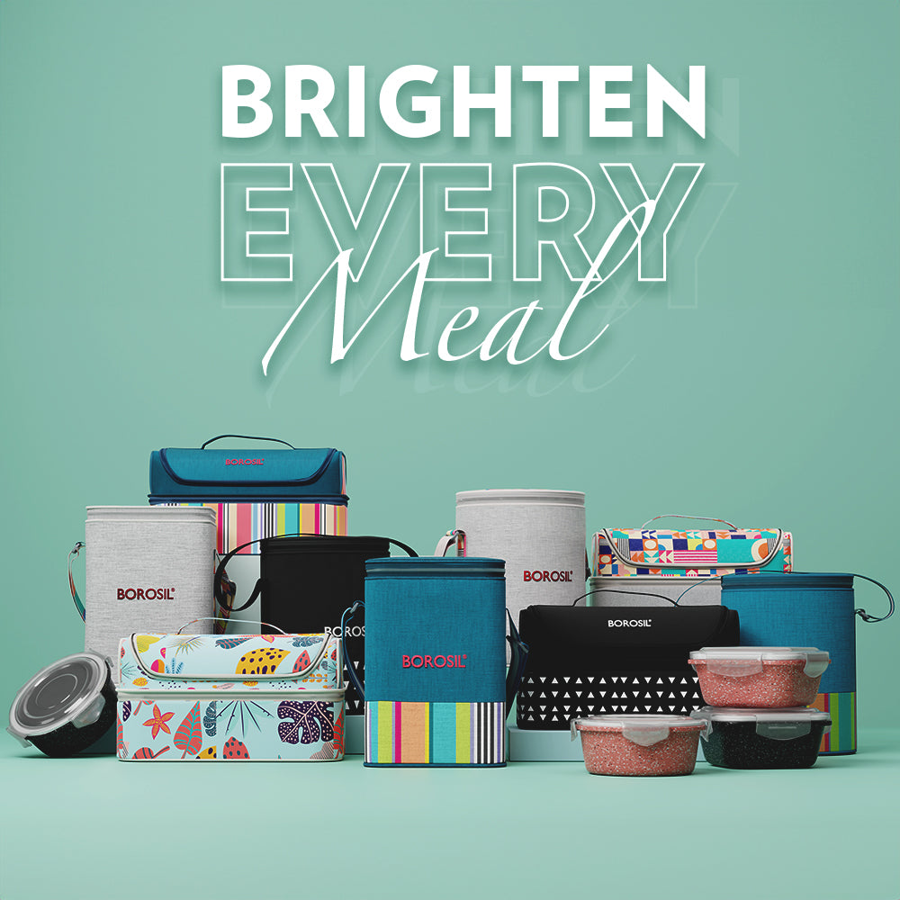 Borosil Kube Black Glass Lunch Box, Square x 3 (Tall)