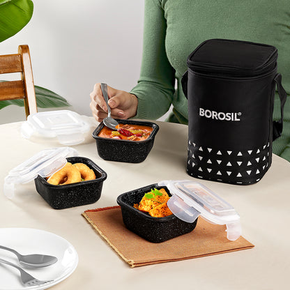 Kube Black Square Glass Lunch Box