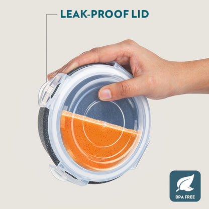 Kube Black Round Glass Lunch Box