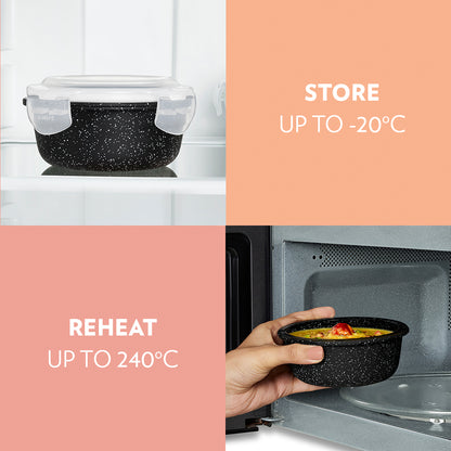 Kube Black Round Glass Lunch Box