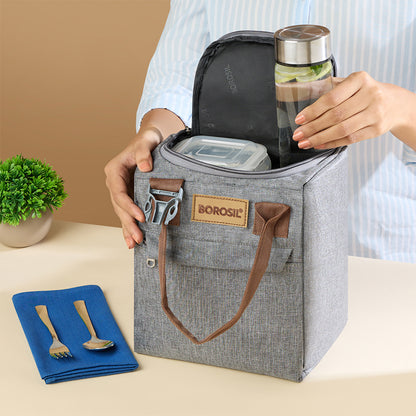 Borosil Pro Plus Glass Lunch Box W Glass Bottle Set, (400 ml x 3 (+) 550 ml x 1)