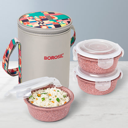 Kube Pink Round Glass Lunch Box