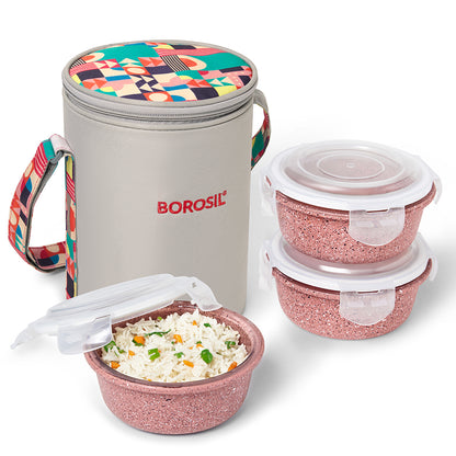 Kube Pink Round Glass Lunch Box