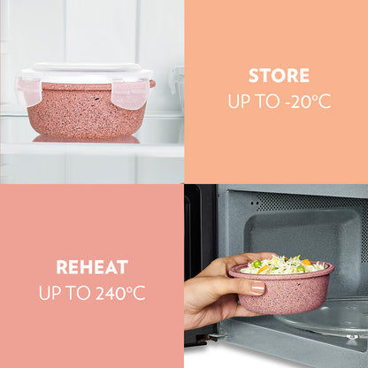 Kube Pink Round Glass Lunch Box