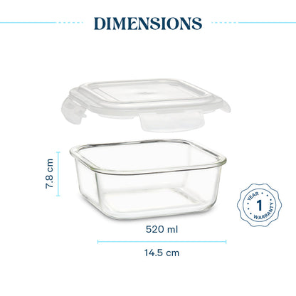 Larah Glass Klip n Store, Square Container