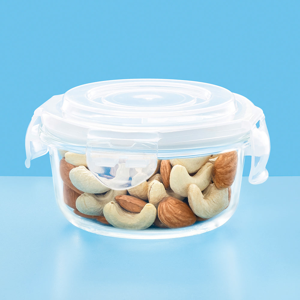 Larah Everyday Klip n Store Round Glass Containers, 240ml