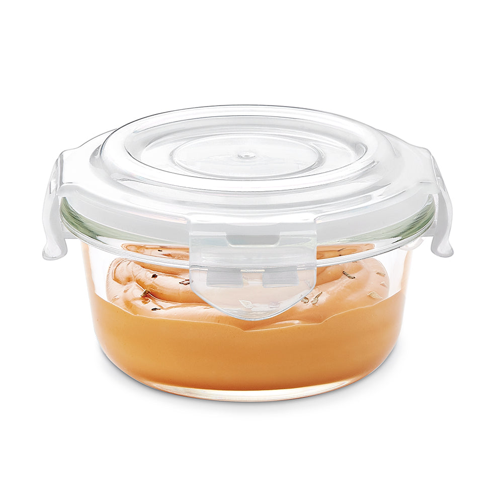 Larah Everyday Klip n Store Round Glass Containers, 240ml