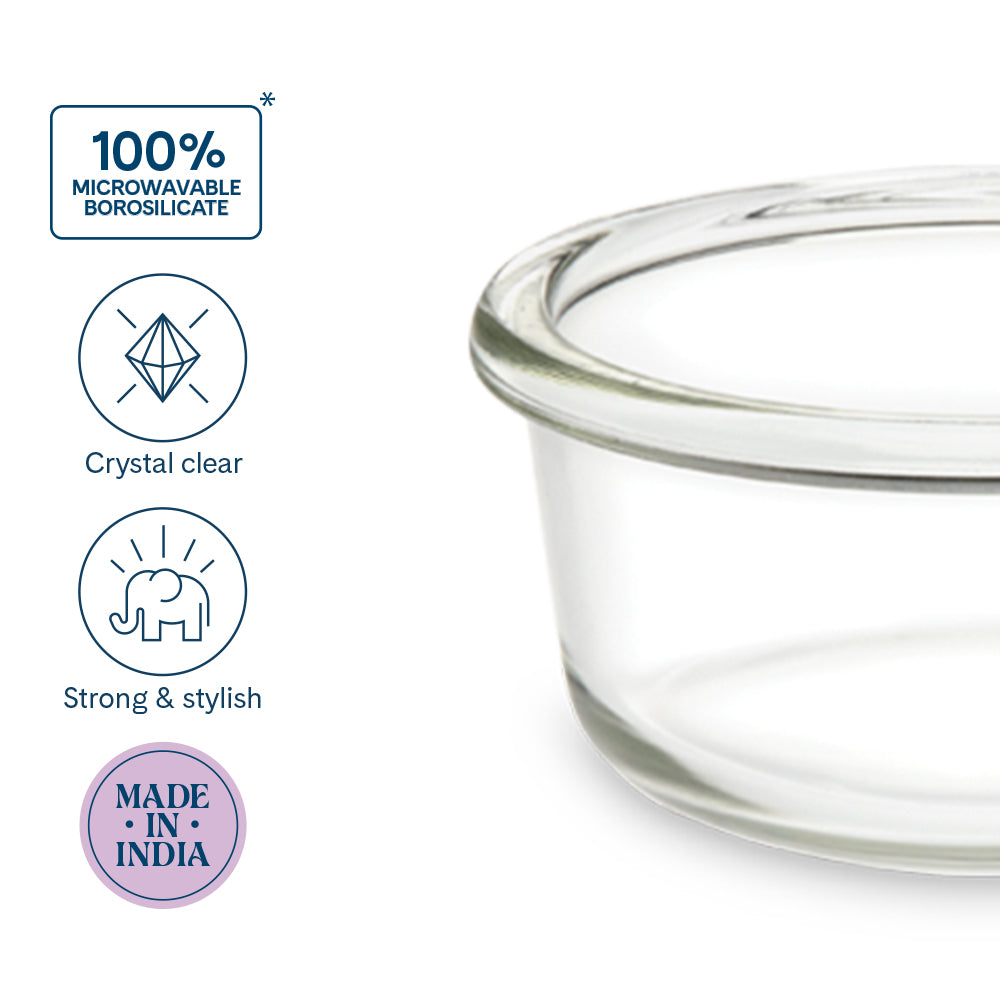 Larah Everyday Klip n Store Round Glass Containers, 240ml