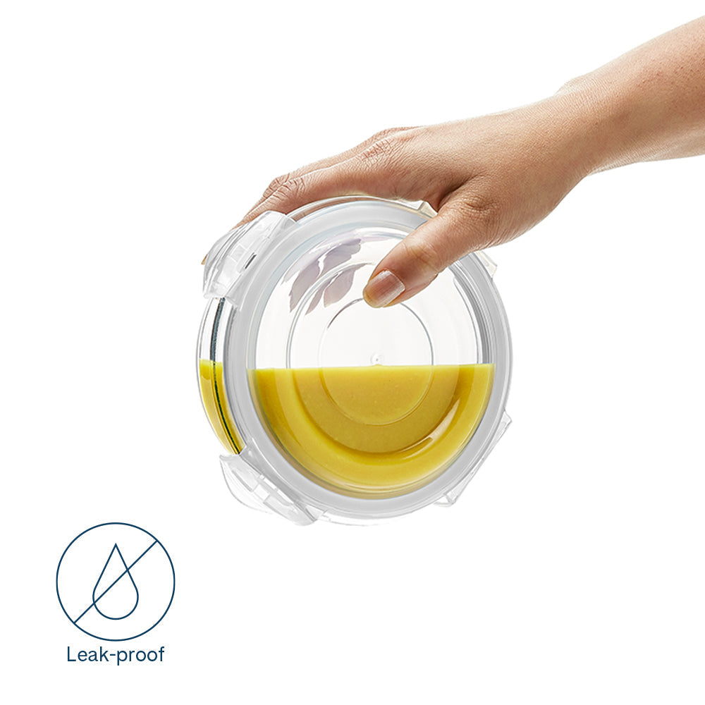 Larah Everyday Klip n Store Round Glass Containers, 240ml