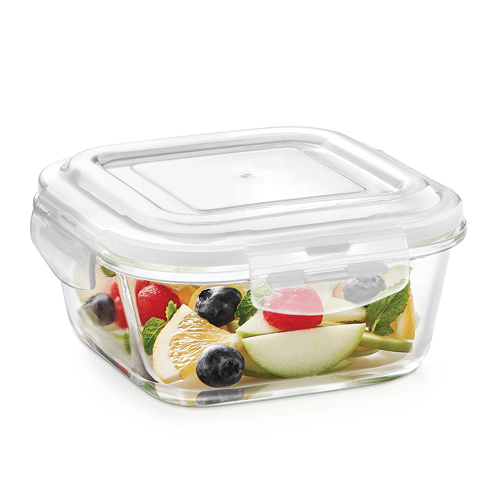 Larah Everyday Klip n Store Square Glass Container, 800ml