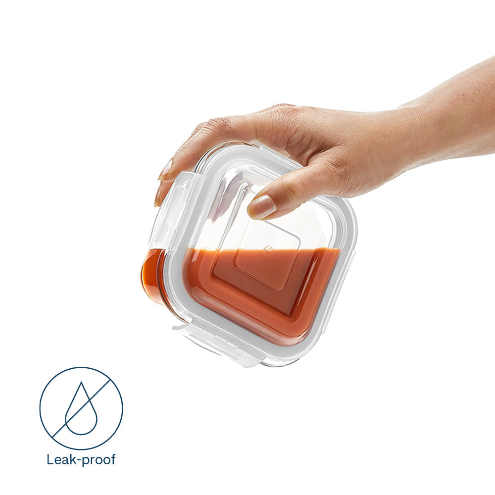 Larah Everyday Klip n Store Square Glass Container, 800ml