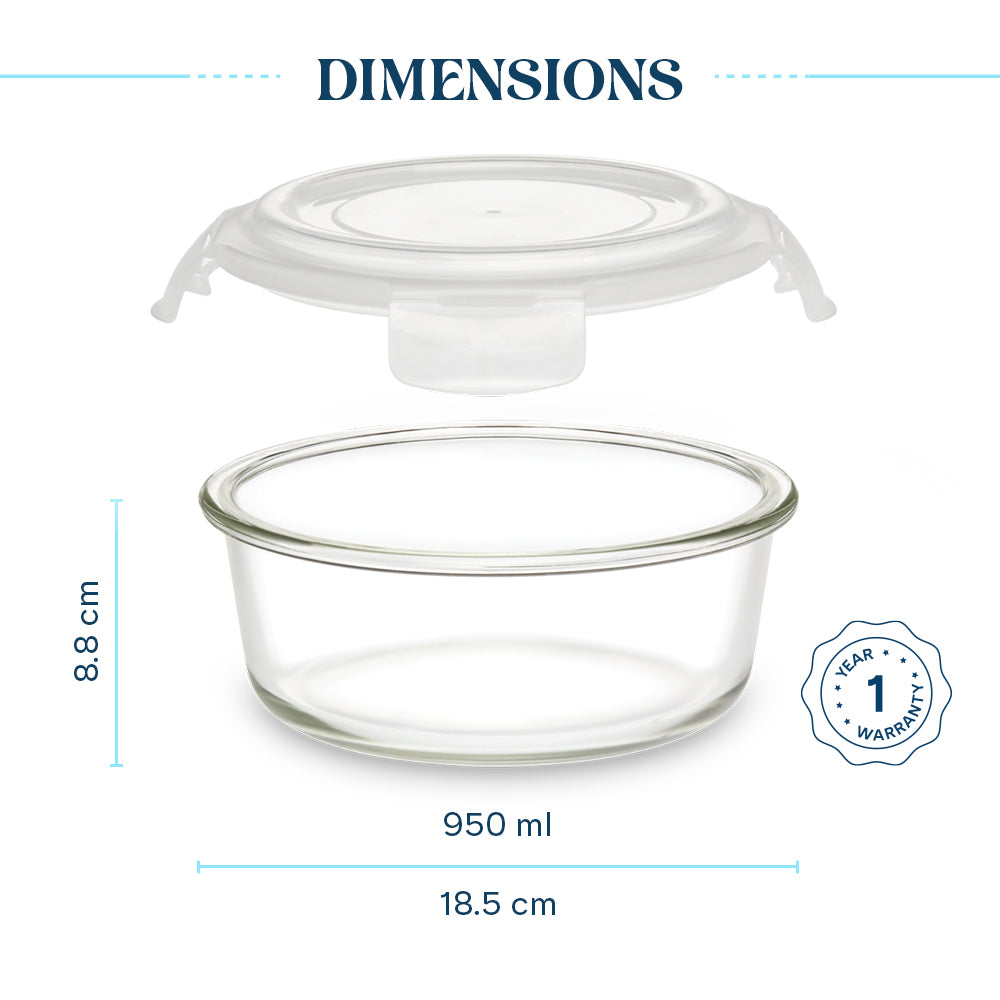 Larah Glass Klip n Store, Round Container