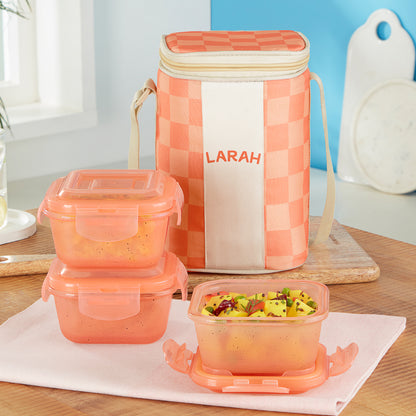 Larah Colormate Square  Lunch Box, Pink