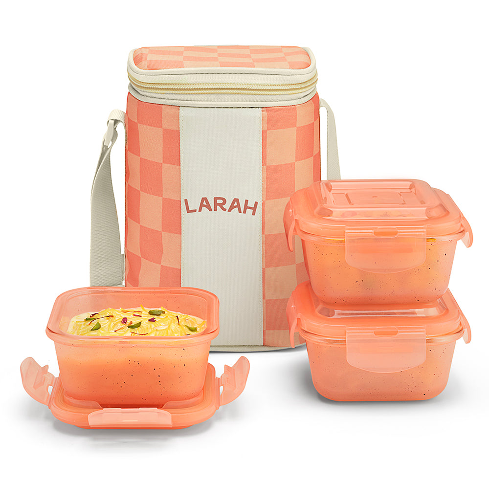 Larah Colormate Square  Lunch Box, Pink