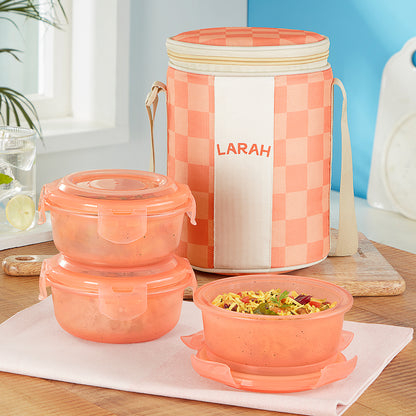 Larah Colormate Round Lunch Box, Pink