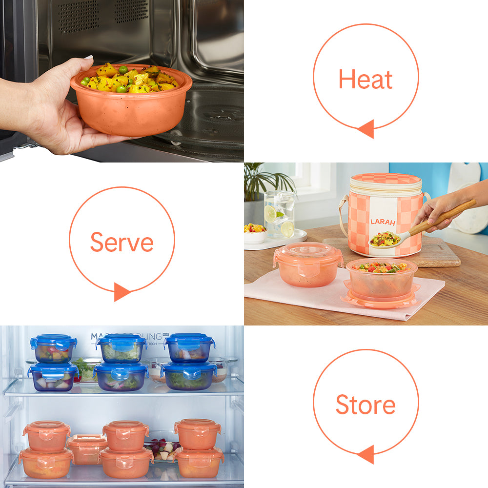 Larah Colormate Round Lunch Box, Pink