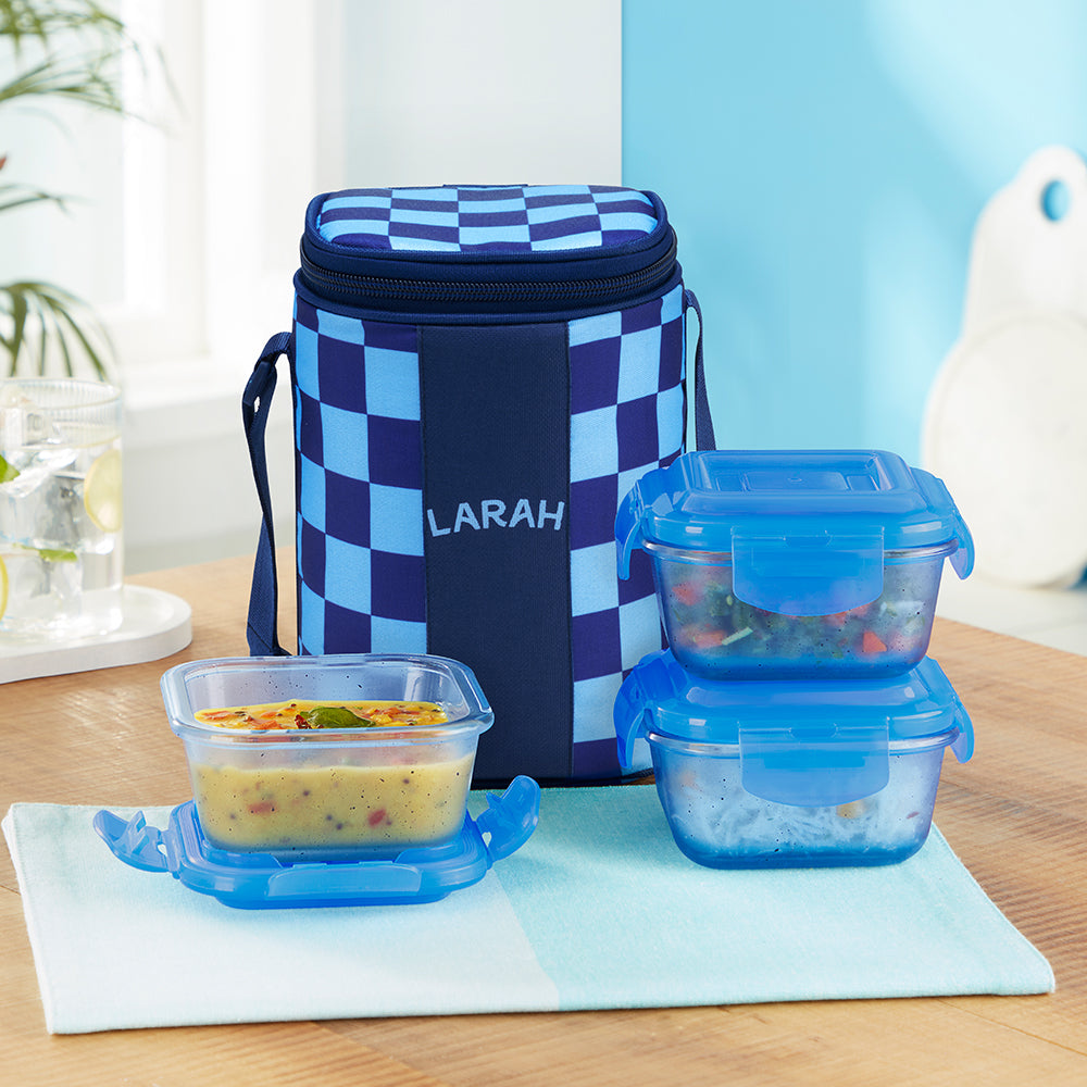 Larah Colormate Square Lunch Box, Blue