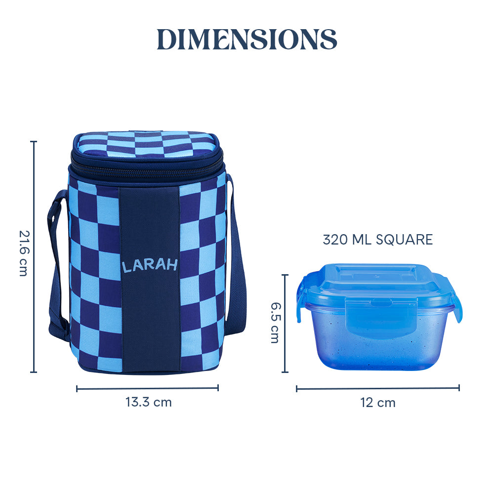 Larah Colormate Square Lunch Box, Blue