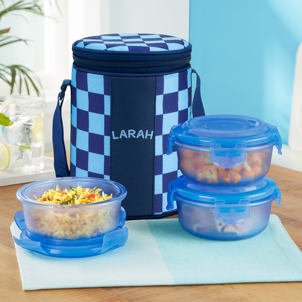 Larah Colormate Round Lunch Box, Blue