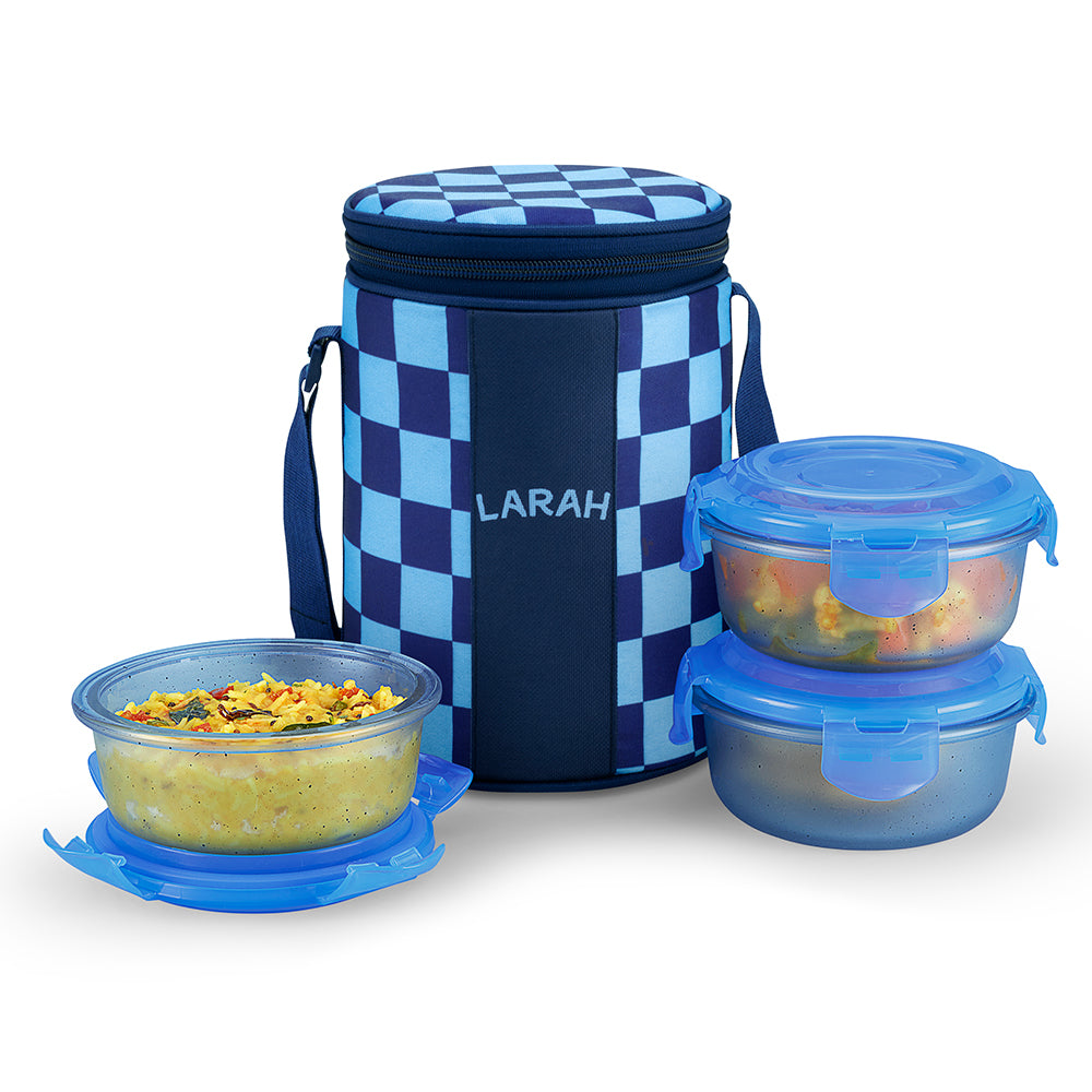 Larah Colormate Round Lunch Box, Blue
