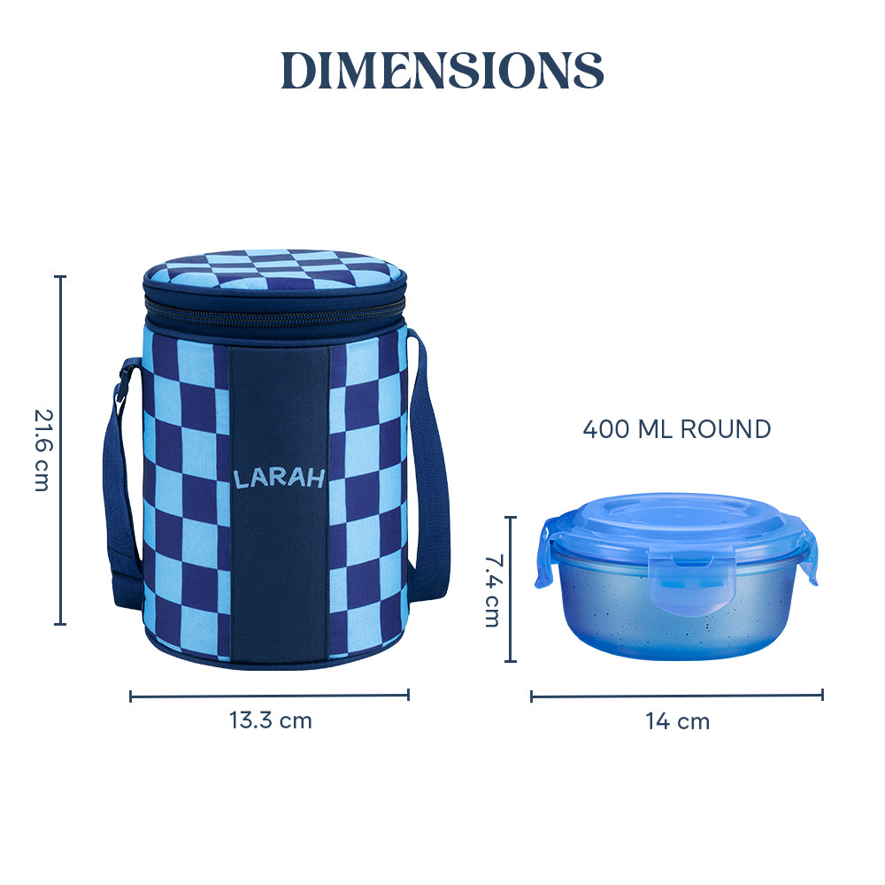 Larah Colormate Round Lunch Box, Blue