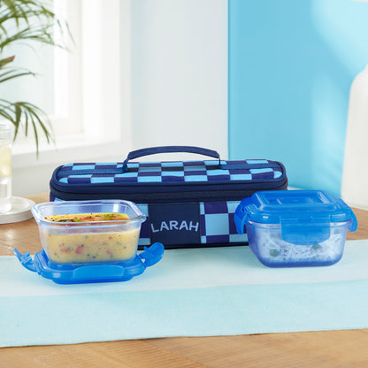 Larah Colormate Square Lunch Box, Blue