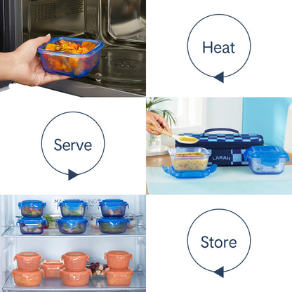 Larah Colormate Square Lunch Box, Blue