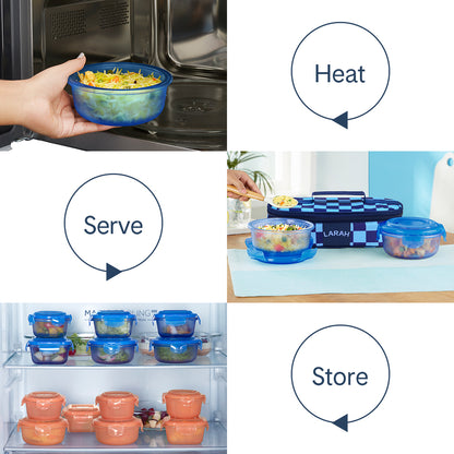 Larah Colormate Round Lunch Box, Blue