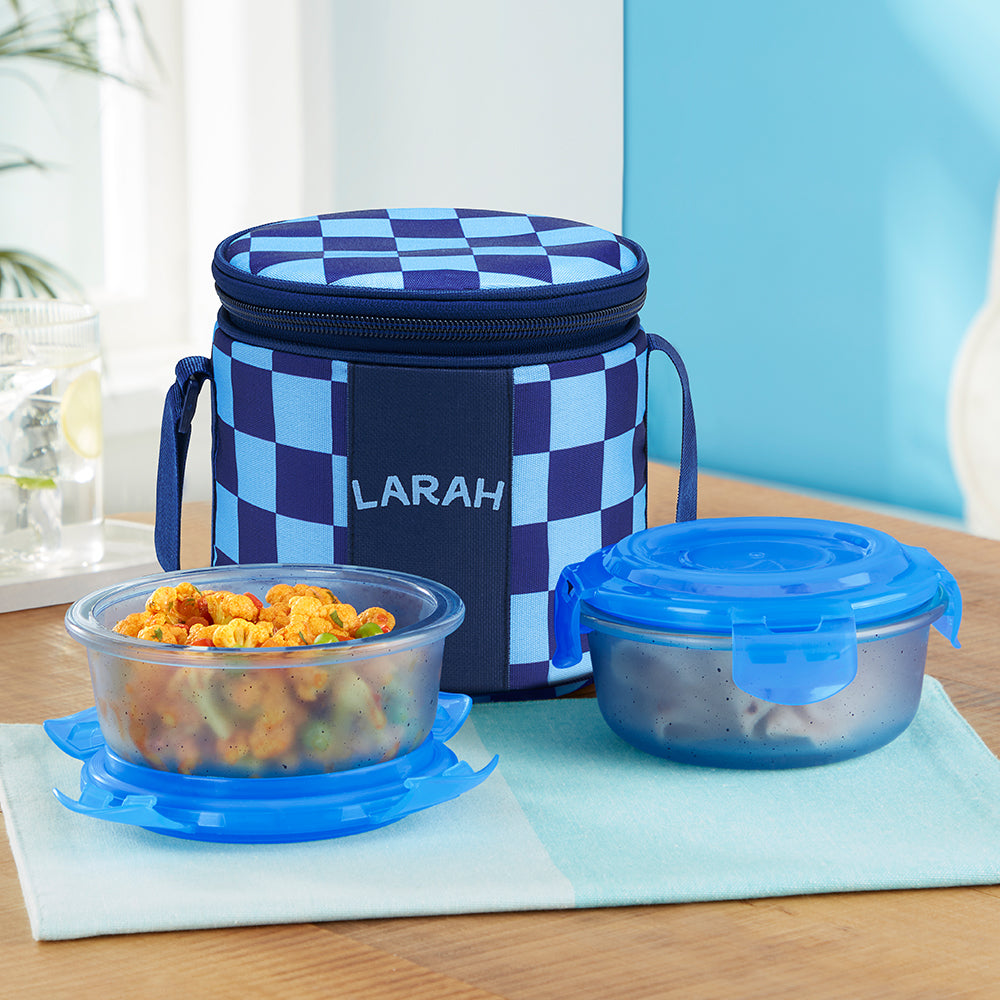 Larah Colormate Round Lunch Box, Blue