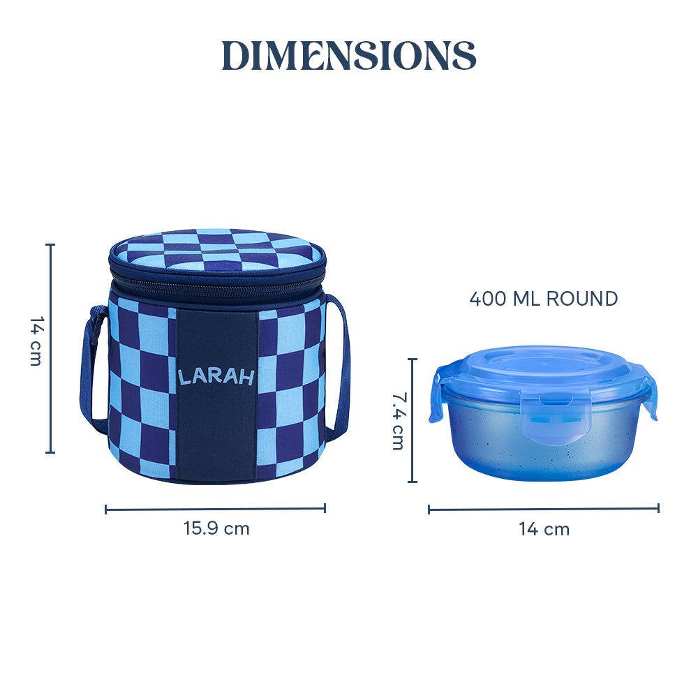 Larah Colormate Round Lunch Box, Blue